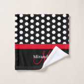 Monogramme rouge Noir Blanc Polka Dot Serviette de (Gant de toilette)