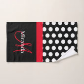 Monogramme rouge Noir Blanc Polka Dot Serviette de (Serviette à main)