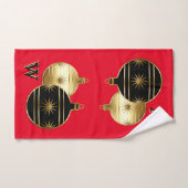 Monogramme Rouge Noir et or Serviette de Noël (Serviette à main)