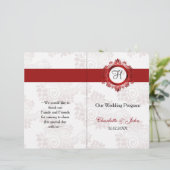 monogramme rouge plié programme de mariage (Debout devant)