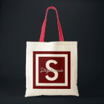 Monogramme rouge Sac fourre-tout personnalisé<br><div class="desc">Sac fourre-tout personnalisé de monogramme rouge</div>