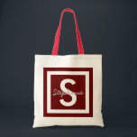 Monogramme rouge Sac fourre-tout personnalisé<br><div class="desc">Sac fourre-tout personnalisé de monogramme rouge</div>