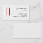 Monogramme rouge unique Carte de visite noir blanc (Devant / Derrière)