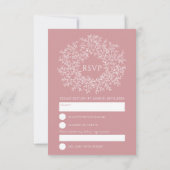 monogramme RSVP mariage à feuille rose vif (Dos)