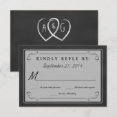 Monogramme RSVP sur tableau noir à coeurs (Devant / Derrière)