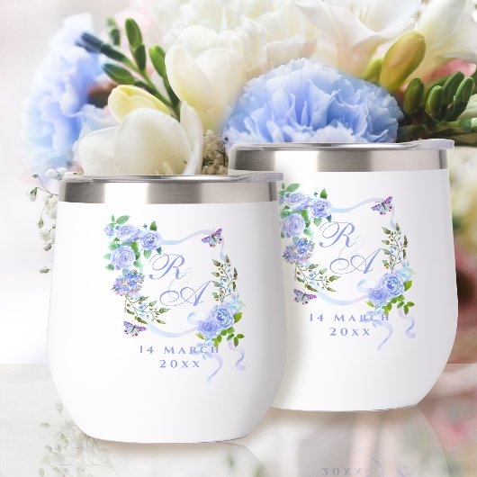 Monogramme ruban Rose Bleue