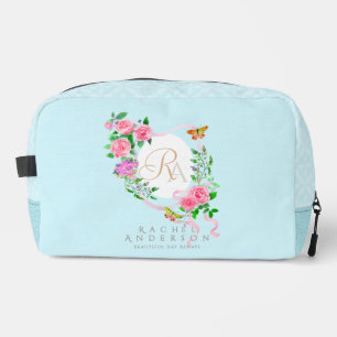 Monogramme ruban rose rose impression bleue Sac co