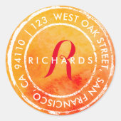 Monogramme rustique aquarelle | Étiquette de adres (Devant)