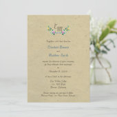 Monogramme rustique bilingue Invitation au mariage (Debout devant)