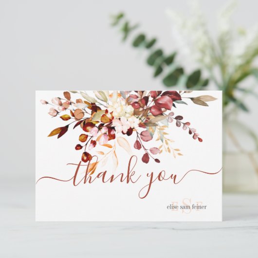 Monogramme Rustique Eucalyptus Automne Merci de fe (Debout devant)