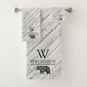 Monogramme rustique Gris Bois marchant Ours Nom de (En situation)