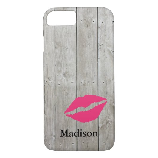 Monogramme rustique iPhone 7 Coque avec un baiser (Dos)