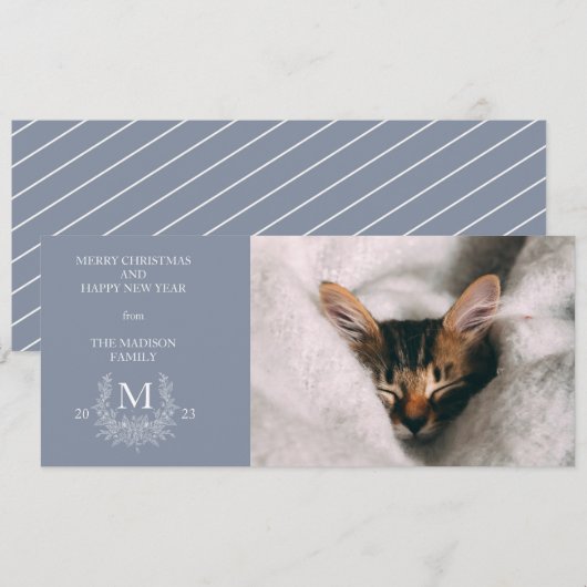 Monogramme rustique Manatee carte photo de vacance (Devant / Derrière)