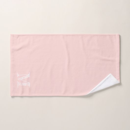 Monogramme Rustique moderne rose pâle initial (Serviette à main)
