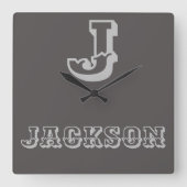 Monogramme rustique Nom du garçon Horloge de la pé (Recto)