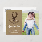 Monogramme Rustique | Photo de Cerf Faire-Part de (Devant / Derrière)