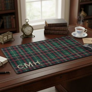 Monogramme rustique rouge vert et noir tatan plaid