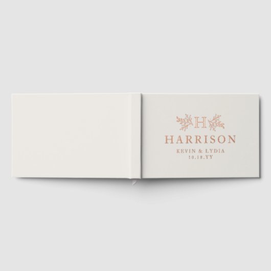 Monogramme rustique simple rose mariage or (Complet)