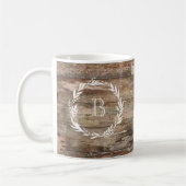 Monogramme Rustique Style bois latte Mug (Gauche)