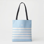 Monogramme | Sac fourre-tout Bleu glacé Chic Strip (Devant)