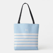 Monogramme | Sac fourre-tout Bleu glacé Chic Strip (Dos)