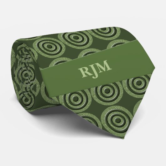 Monogramme Sage Cercles verts cravate (Roulé)