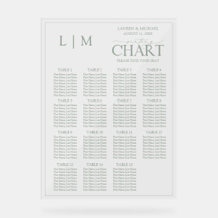Monogramme Sage Vert Mariage moderne Tableau de si