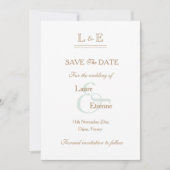 Monogramme Sauge Blanche Ampersand Or Faire-Part d (Devant)