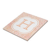 Monogramme saumon rose aquarelle gouttes carreaux  (Côté)