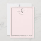 Monogramme Script Blush Du Bureau De La Carte Note (Devant)