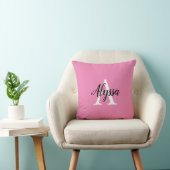 Monogramme Script Élégant Oreiller rose (Chaise)