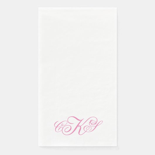 Monogramme Script Guest serviettes en papier de ba (Devant)