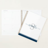 Monogramme Script Moderne Élégant bleu marine (Devant avec enveloppe)