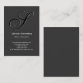 Monogramme Script noir blanc gris Carte de visite (Devant / Derrière)