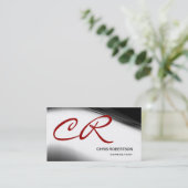 Monogramme Script Noir Rouge Consultant Carte de v (Debout devant)