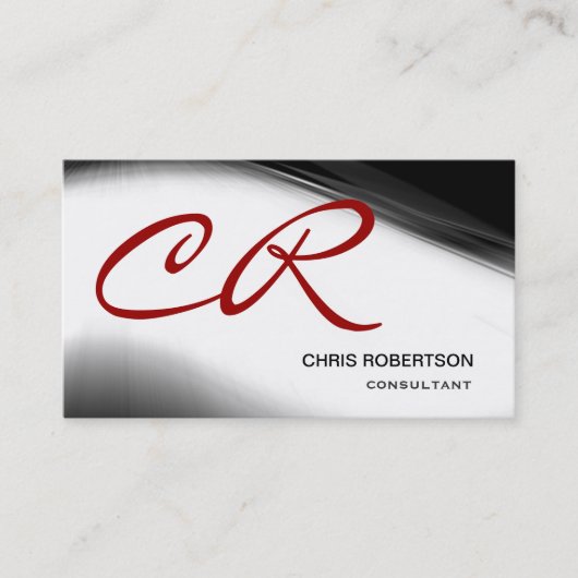 Monogramme Script Noir Rouge Consultant Carte de v (Devant)