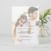 Monogramme Script photo de mariage Invitation avec (Debout devant)