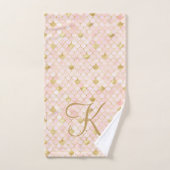 Monogramme Script Rose Pâle Écailles de Sirène Or (Serviette à main)