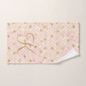 Monogramme Script Rose Pâle Écailles de Sirène Or (Serviette à main)
