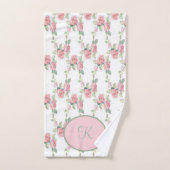Monogramme Shabby Chic Rose Rose Floral (Serviette à main)