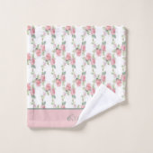 Monogramme Shabby Chic Rose Rose Floral (Gant de toilette)
