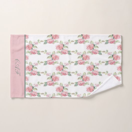 Monogramme Shabby Chic Rose Rose Floral (Serviette à main)