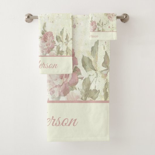 Monogramme Shabby Chic Rose Vert Rose Floral (En situation)