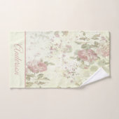 Monogramme Shabby Chic Rose Vert Rose Floral (Serviette à main)