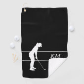 Monogramme Silhouette blanche Serviette de golf de (En situation)