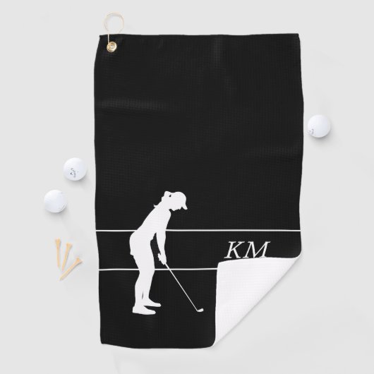 Monogramme Silhouette blanche Serviette de golf de (En situation)
