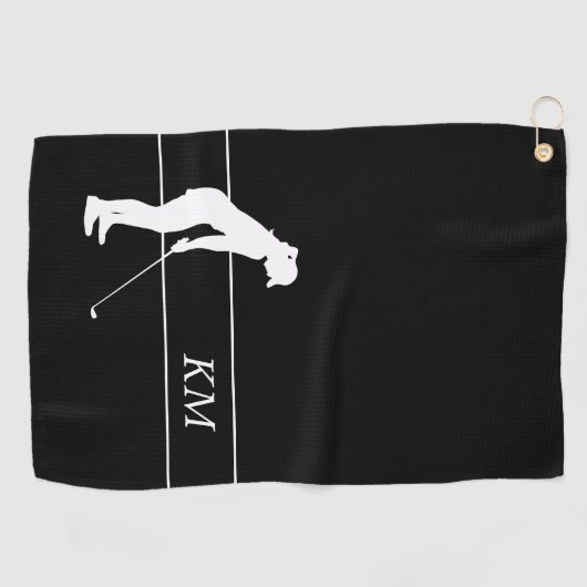 Monogramme Silhouette blanche Serviette de golf de (Horizontal)