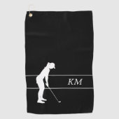 Monogramme Silhouette blanche Serviette de golf de (Devant)