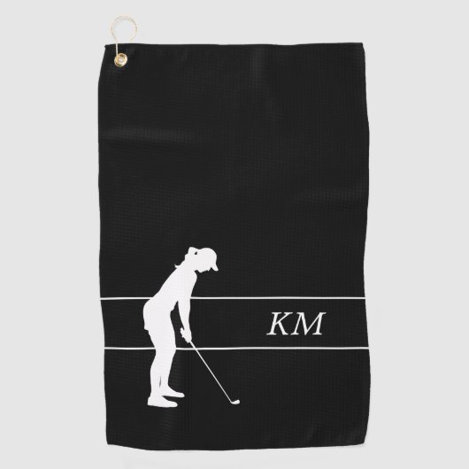 Monogramme Silhouette blanche Serviette de golf de (Devant)