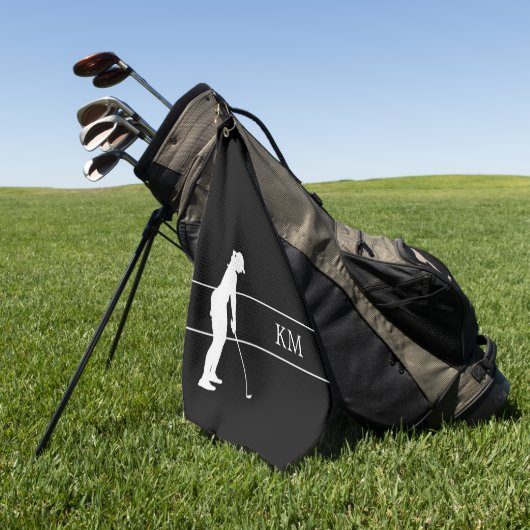 Monogramme Silhouette blanche Serviette de golf de (Vert)